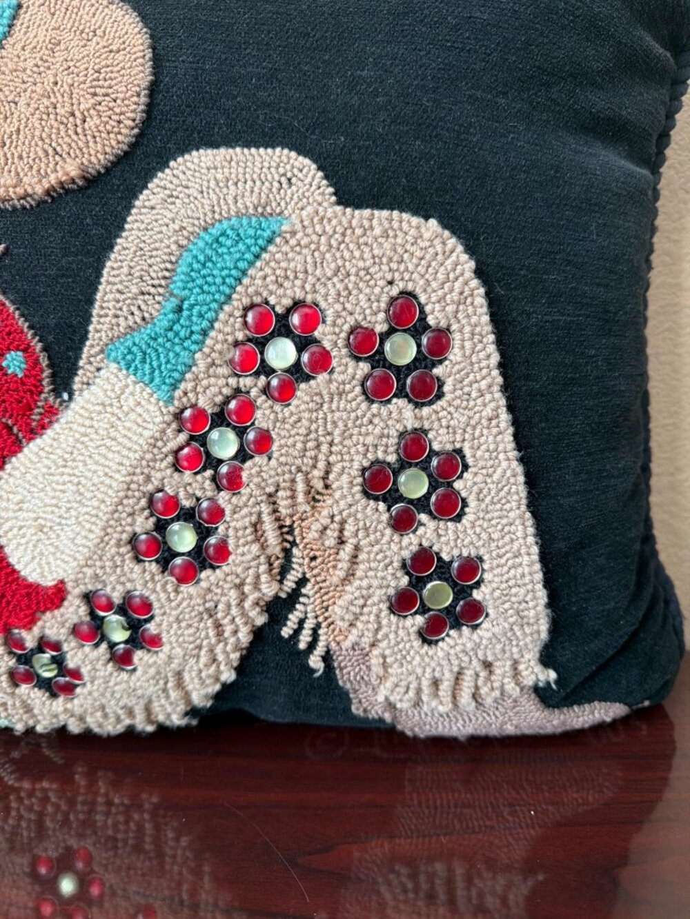 2003 Judi Boisson Cowgirl Hand-Hooked Throw Pillow American Home 16 x 16 - Picture 4 of 12